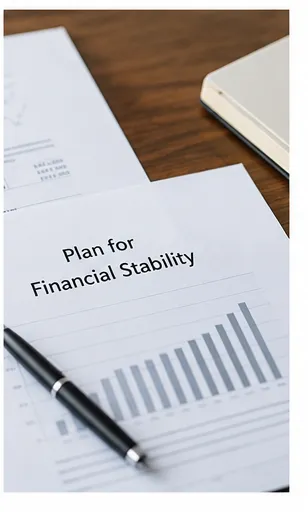 Financial stability plan document with performance charts for a restructured business